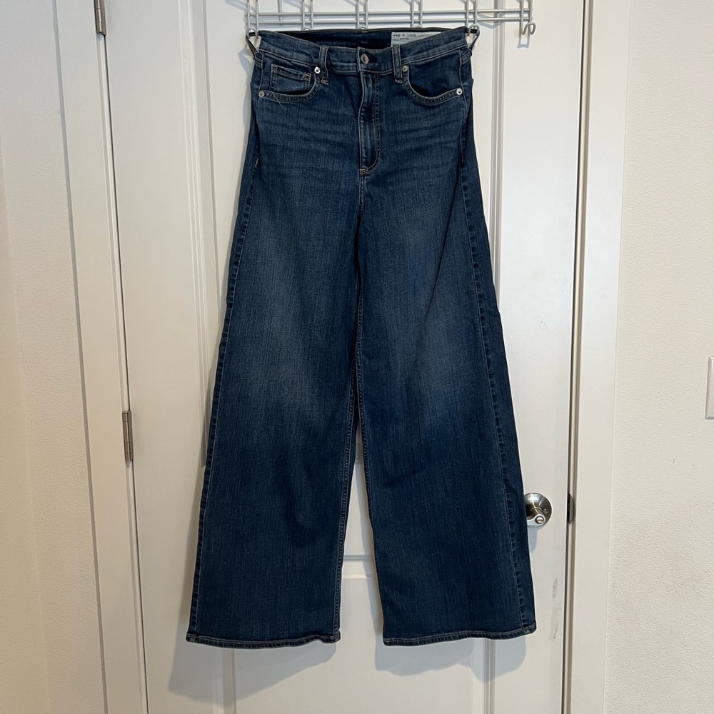 rag & bone Serena Dark Blue Wide Leg Jeans